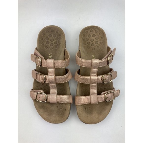*Vionic Orthaheel Misa Rose Gold Shimmer 3 Strap Adjustable Sandals Womens US 7 - Picture 8 of 8